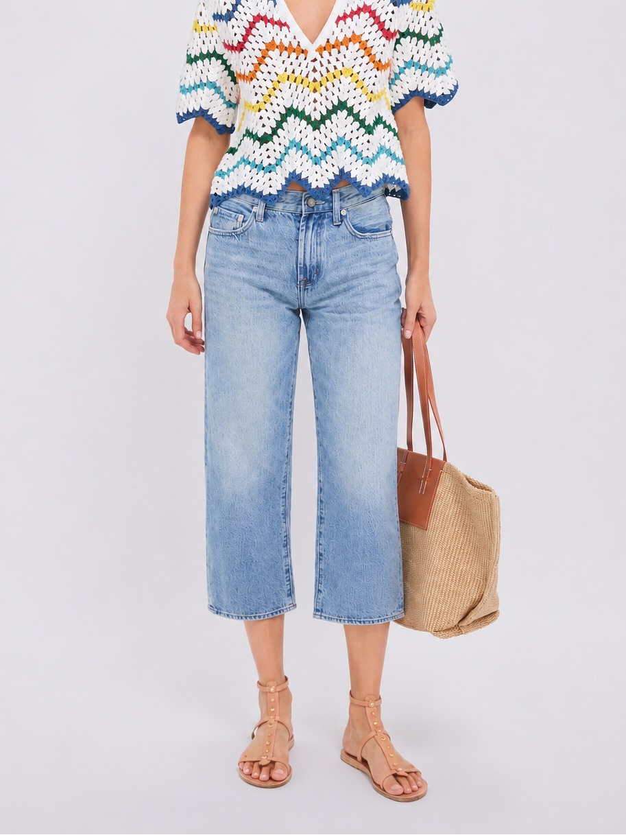 Pistola Bowie Crop Bowed Lexi Barrel Leg Straight Jeans
